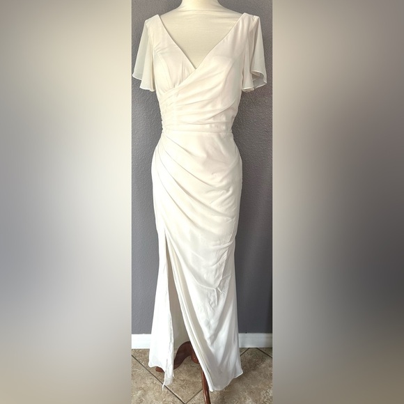 ALLANDWELL Women's Round Neck Long Dress Elegant Mermaid Evening Cocktail Dress - Picture 8 of 15